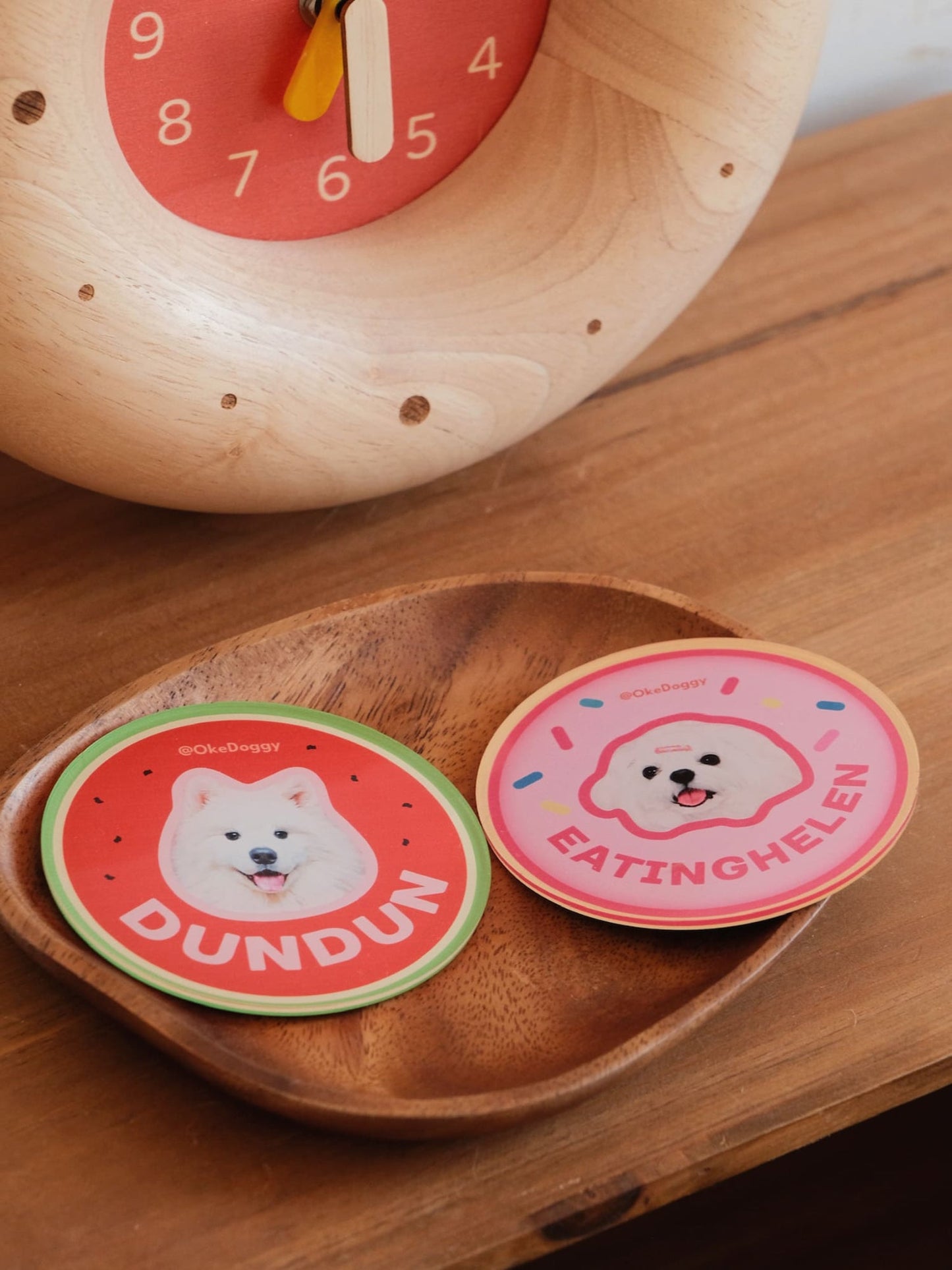Custom Pet Portrait Fridge Magnet-Okedoggy-8*8cm-Pink Donut