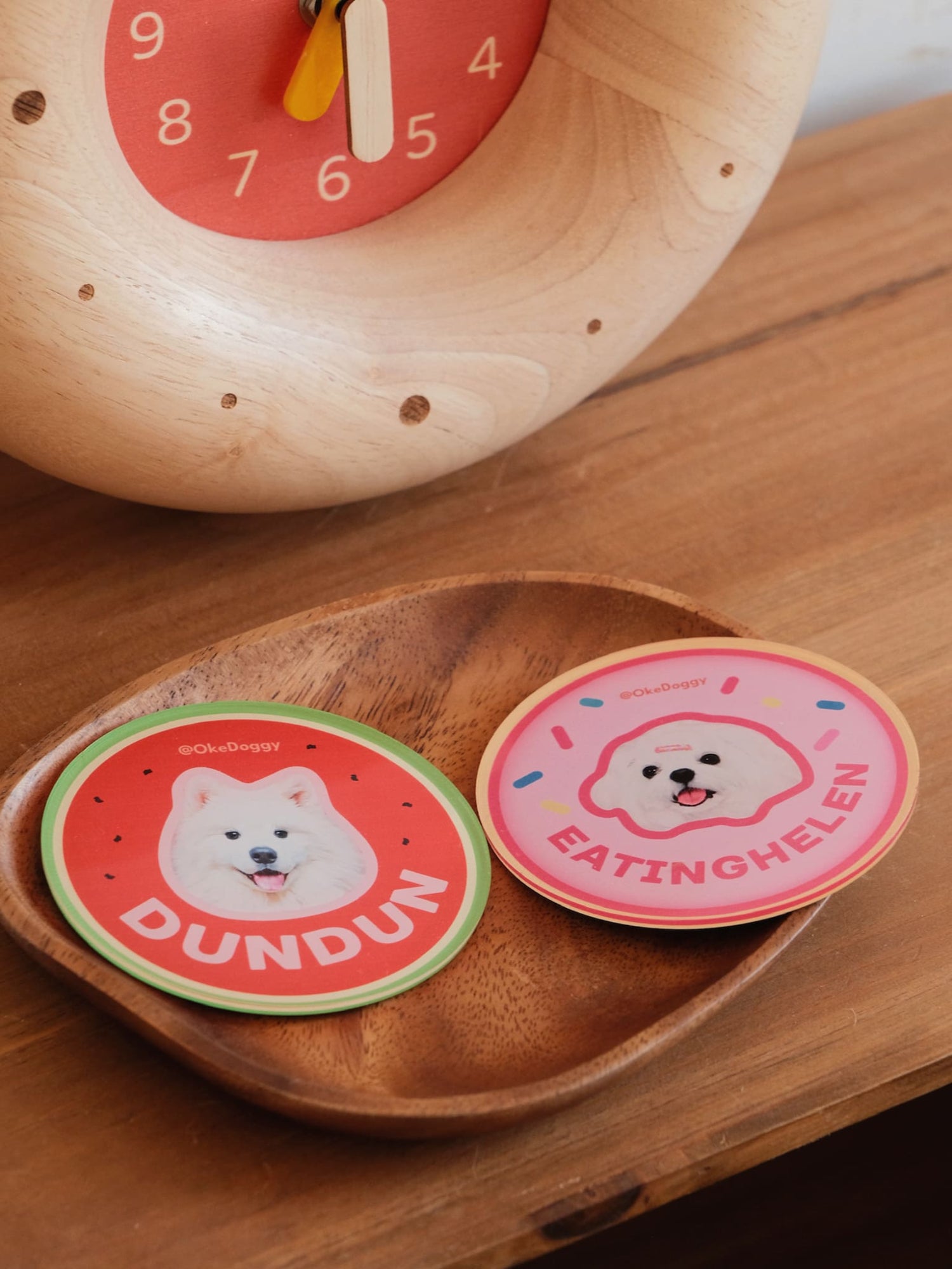 Custom Pet Portrait Fridge Magnet-Okedoggy-8*8cm-Pink Donut