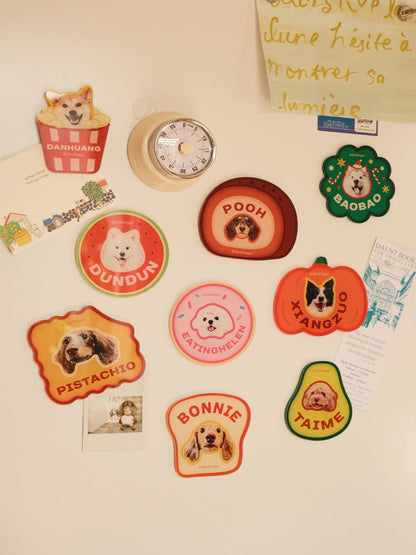 Custom Pet Portrait Fridge Magnet-Okedoggy-8*8cm-Watermelon Summer