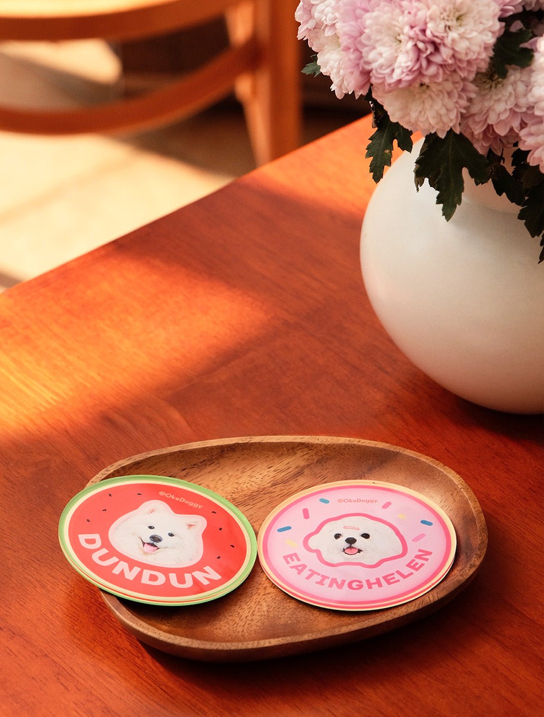 Custom Pet Portrait Fridge Magnet-Okedoggy-8*8cm-Watermelon Summer