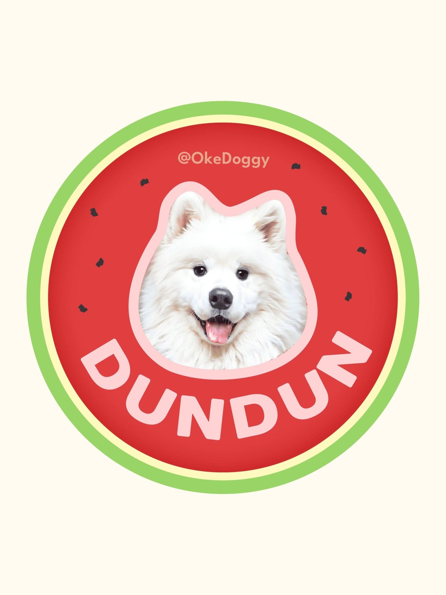 Custom Pet Portrait Fridge Magnet-Okedoggy-8*8cm-Watermelon Summer
