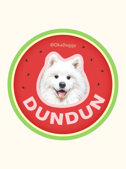Custom Pet Portrait Fridge Magnet-Okedoggy-8*8cm-Watermelon Summer
