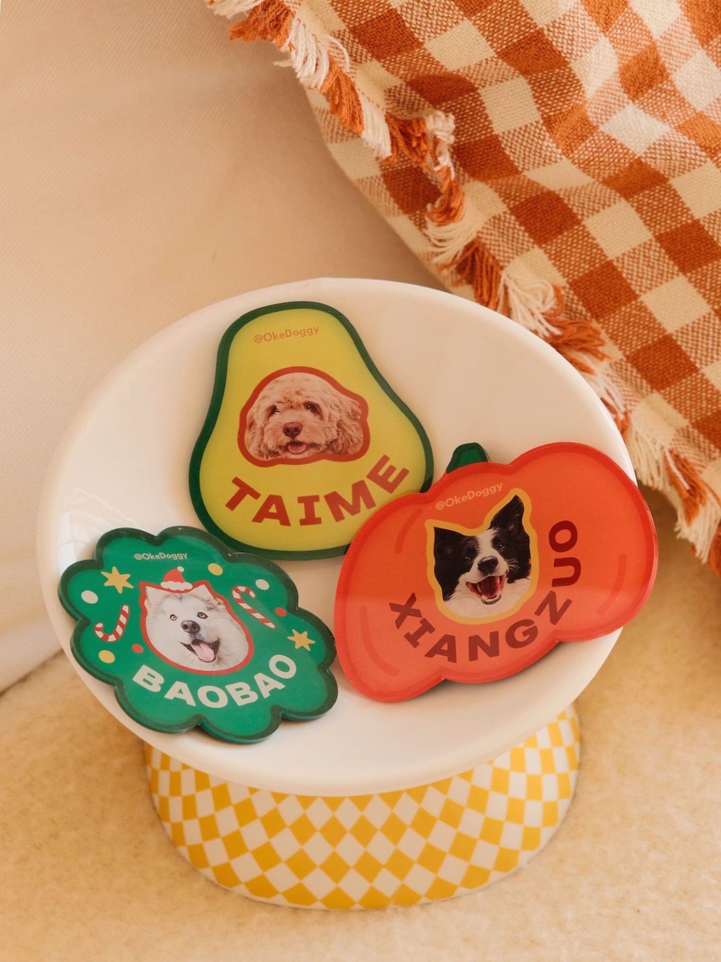 Custom Pet Portrait Fridge Magnet-Okedoggy-8*8cm-Halloween Pumpkin