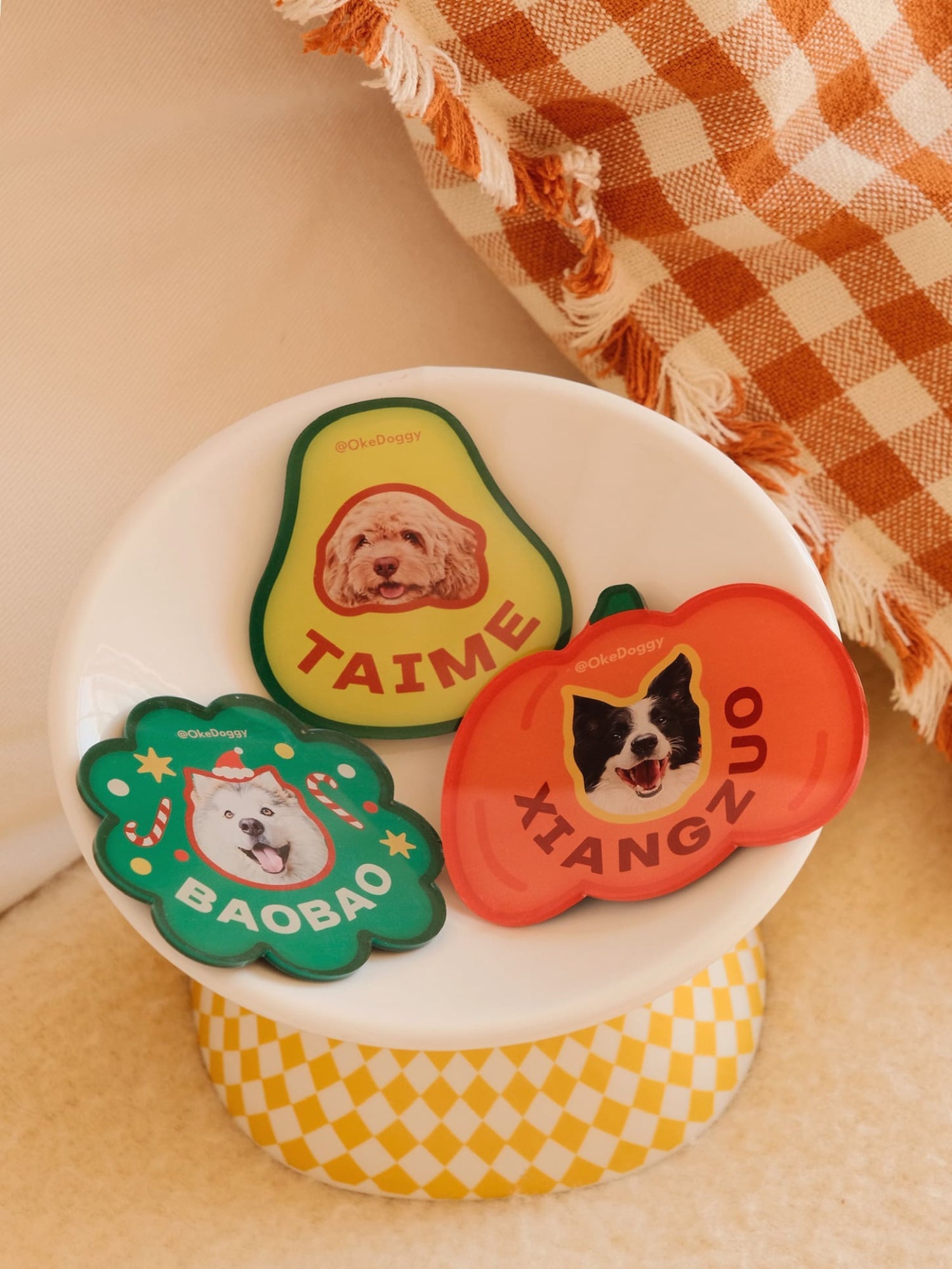 Custom Pet Portrait Fridge Magnet-Okedoggy-8*8cm-Halloween Pumpkin