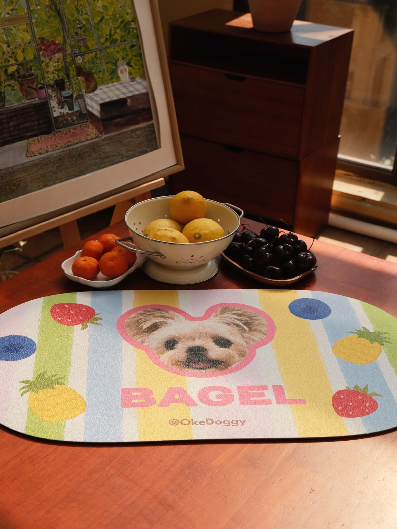 Custom Pet Portrait Non-slip Mat-Okedoggy-Fruit Party-60*35cm