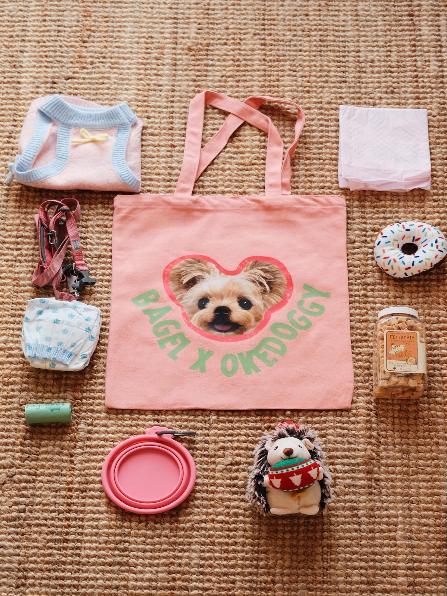 Custom Pet Potrait Canva Bag-Rose Meadow-35*40 cm