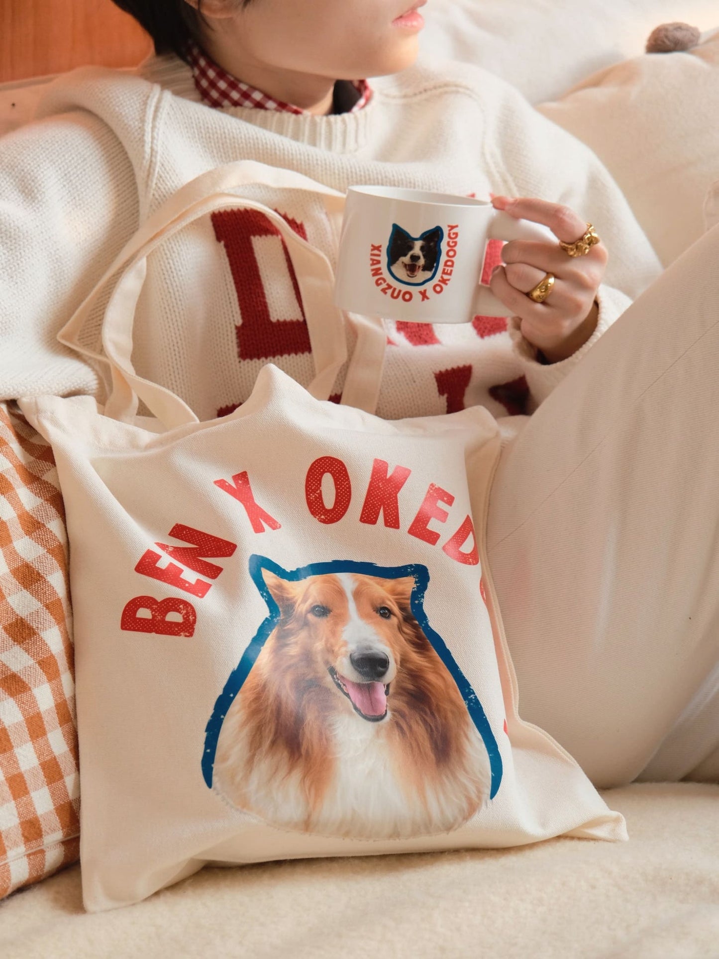 Custom Pet Potrait Canva Bag--Cotton Candy-35*40 cm
