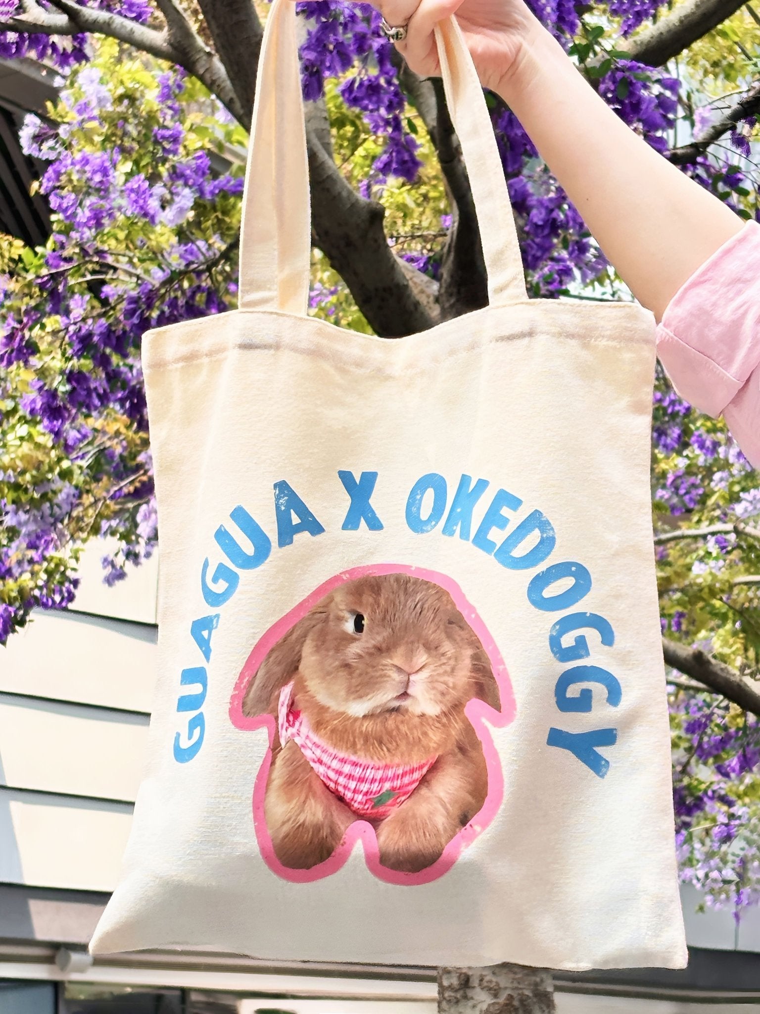 Custom Pet Potrait Canva Bag-Cotton Candy-35*40 cm