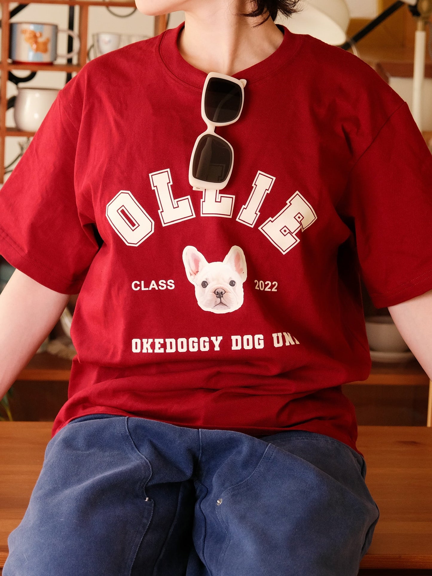 Custom Pet Portrait Dog University T-shirt