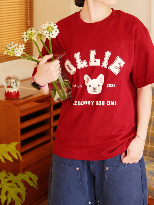 Custom Pet Portrait Dog University T-shirt