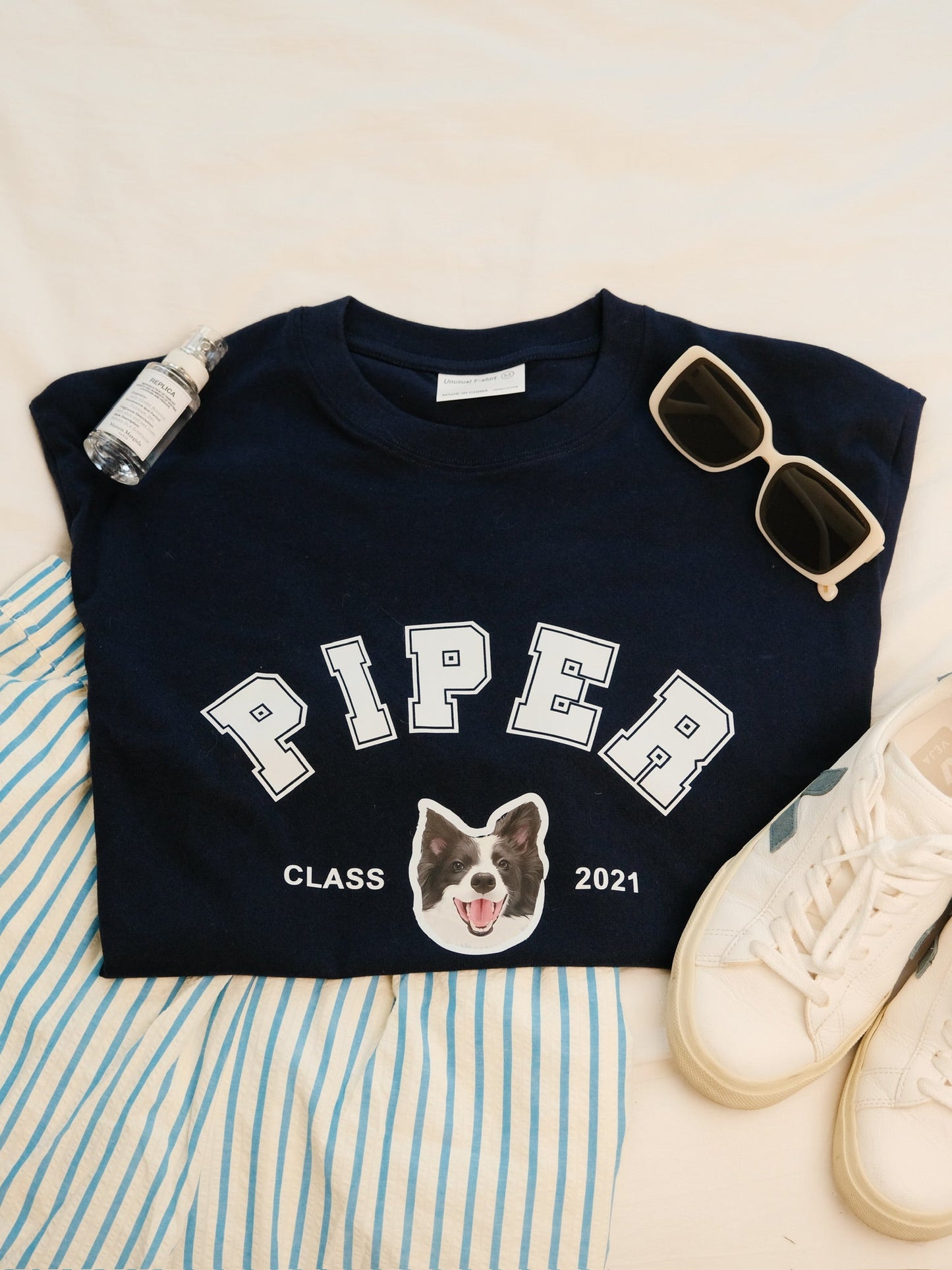 Custom Pet Portrait Dog University T-shirt