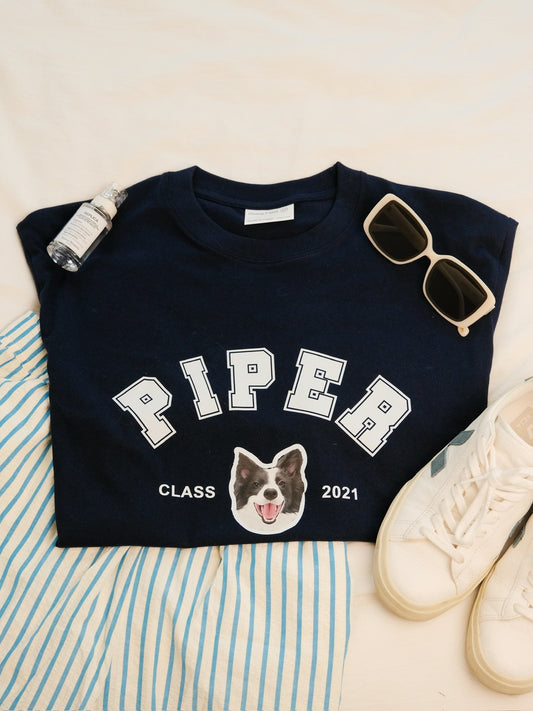 Custom Pet Portrait Dog University T-shirt