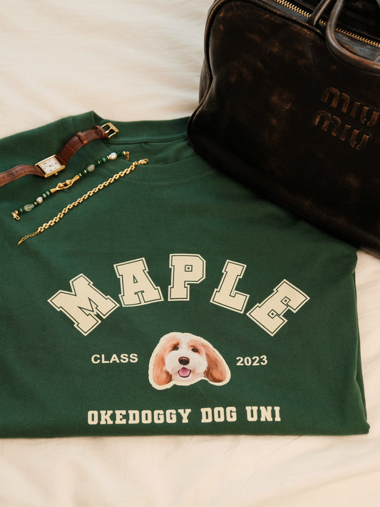 Custom Pet Portrait Dog University T-shirt