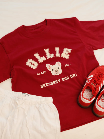 Custom Pet Portrait Dog University T-shirt