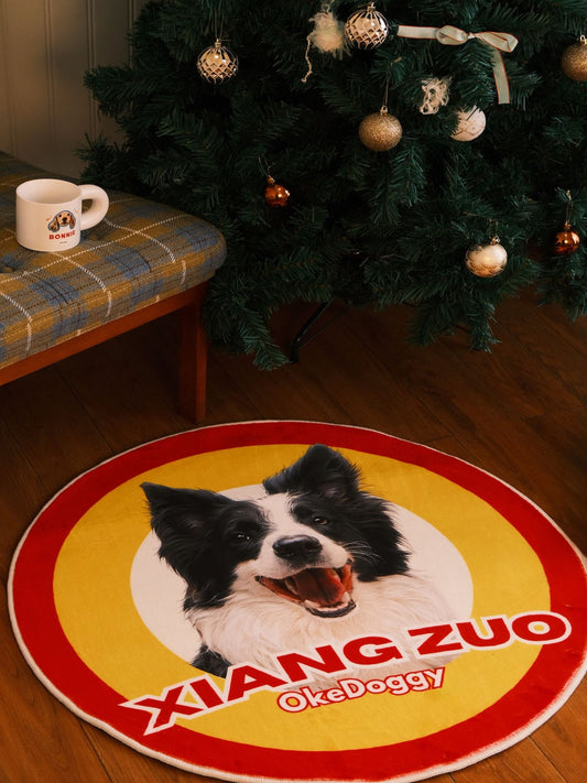 Custom Pet Potrait Fluffy Rug-Okedoggy-Ketchup Fries-80*80CM