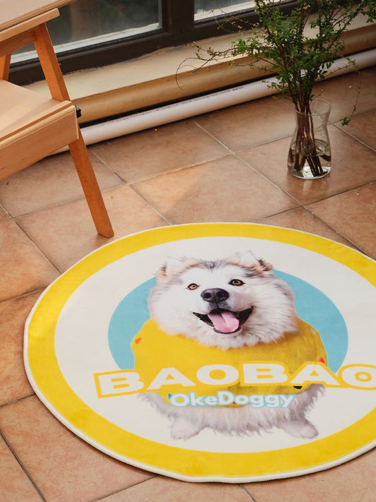 Custom Pet Potrait Fluffy Rug-Okedoggy-Sunny Seaside-80*80CM