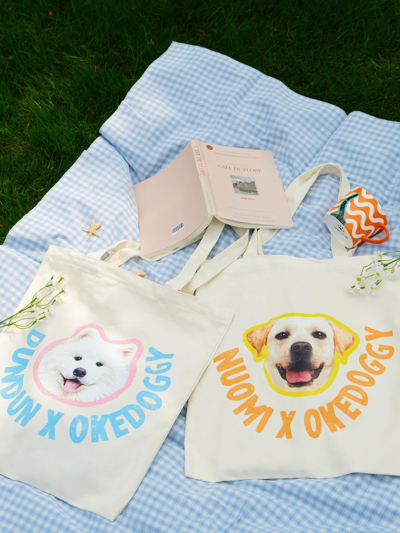 Custom Pet Potrait Canva Bag-Cotton Candy-35*40 cm